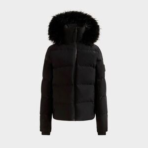 Kids Black Puffer Jacket with Faux Fur Hood